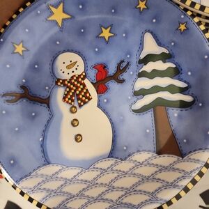 6 Oxford Elite Christmas Plates Snowman 8" Plates Brand New Never Used